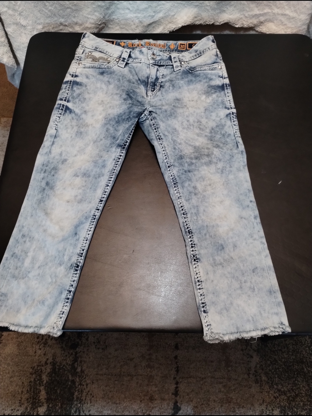 Rock Revival Slim-Straight Acid Wash women's Jeans Crop Sz 30